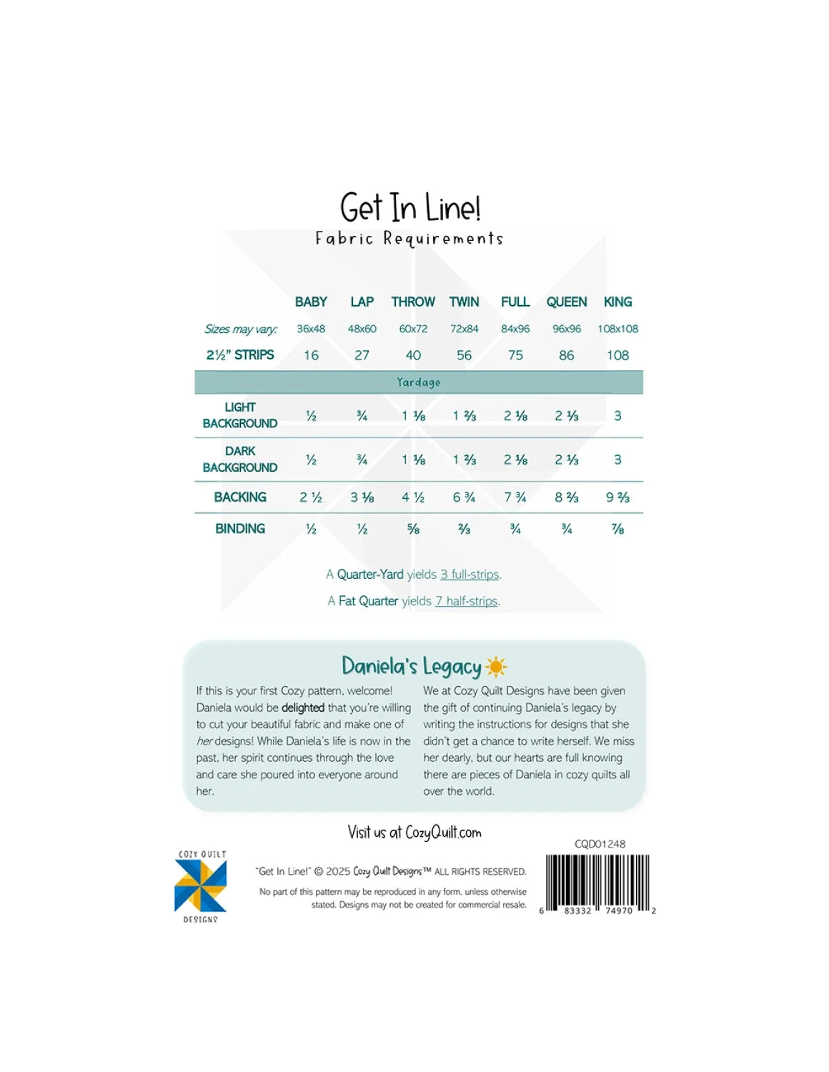 Get In Line! Quilt Pattern