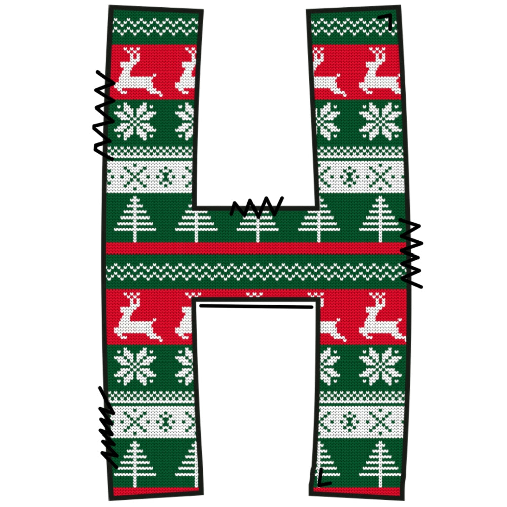 Christmas Sweaters Letter H Fabric Panel