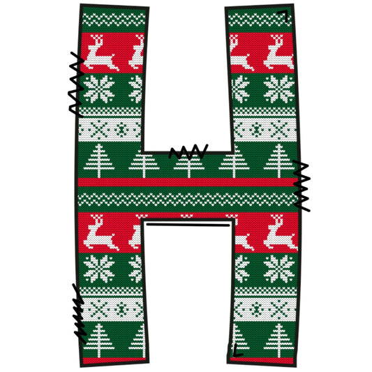 Christmas Sweaters Letter H Fabric Panel