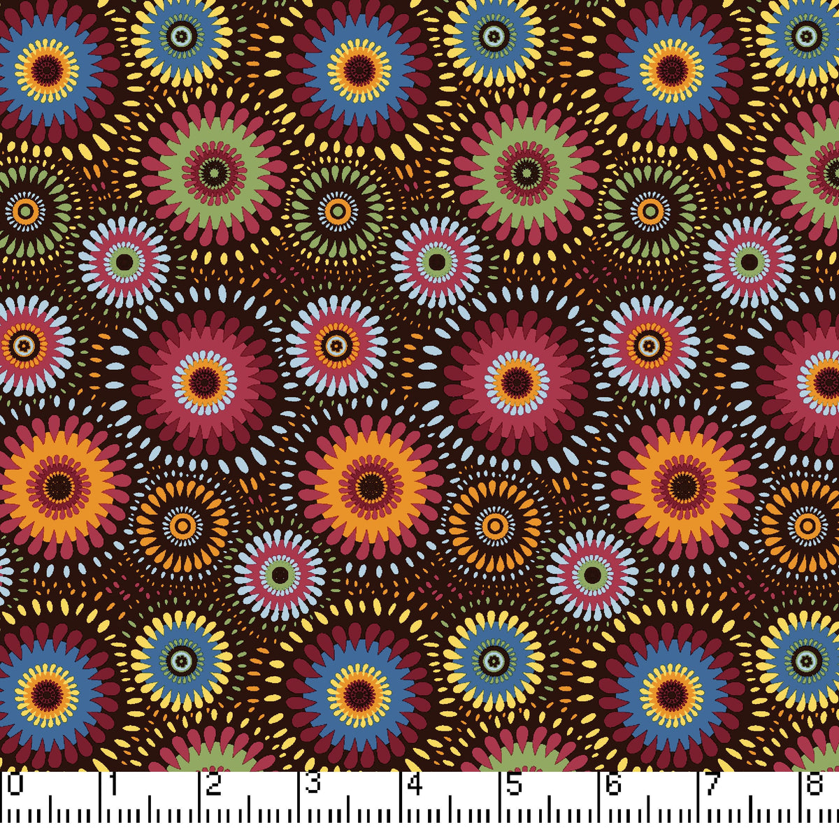Dark Brown Lucky Medallion 45" Wide Cotton Fabric Per Yard