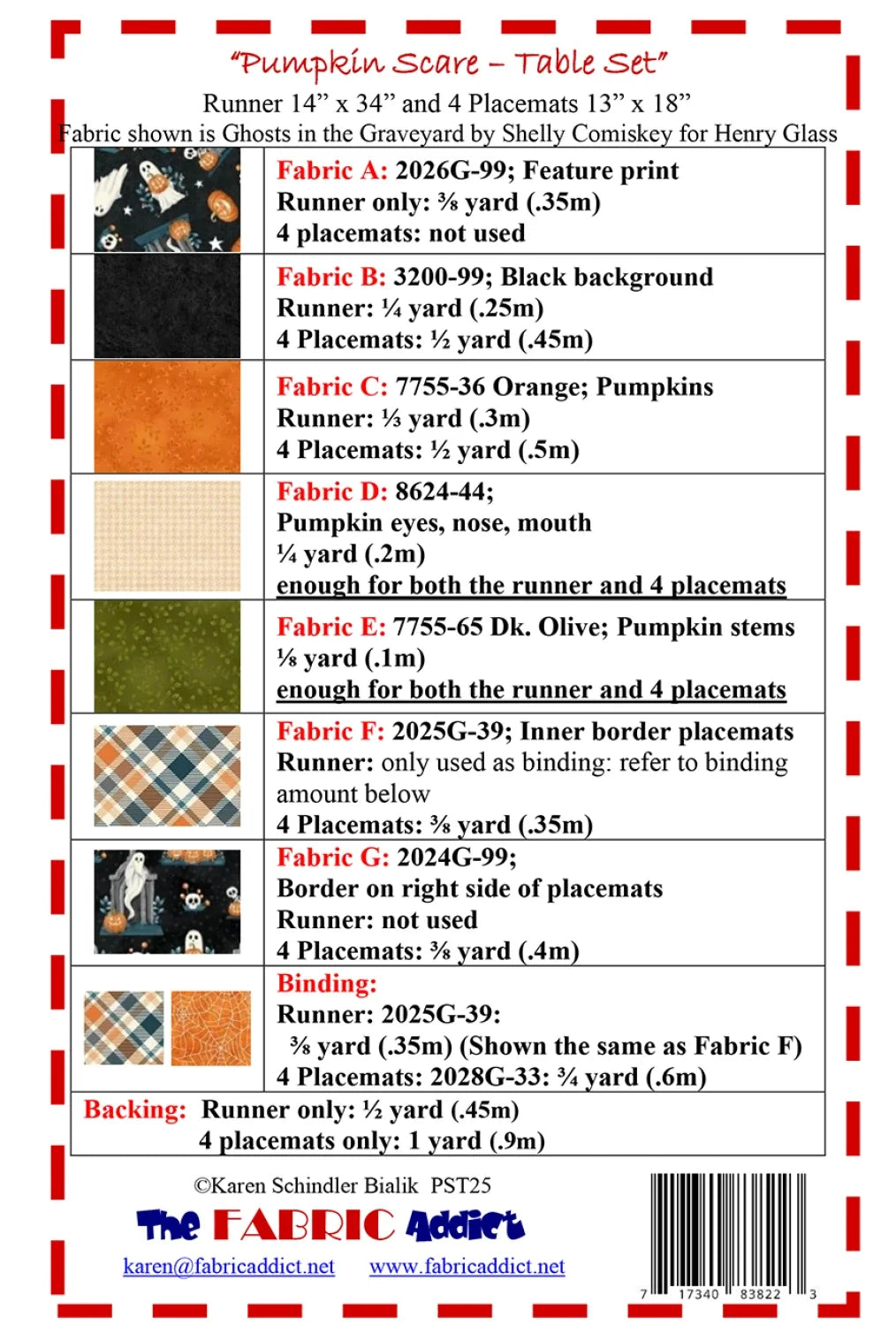 Pumpkin Scare - Table Set Pattern