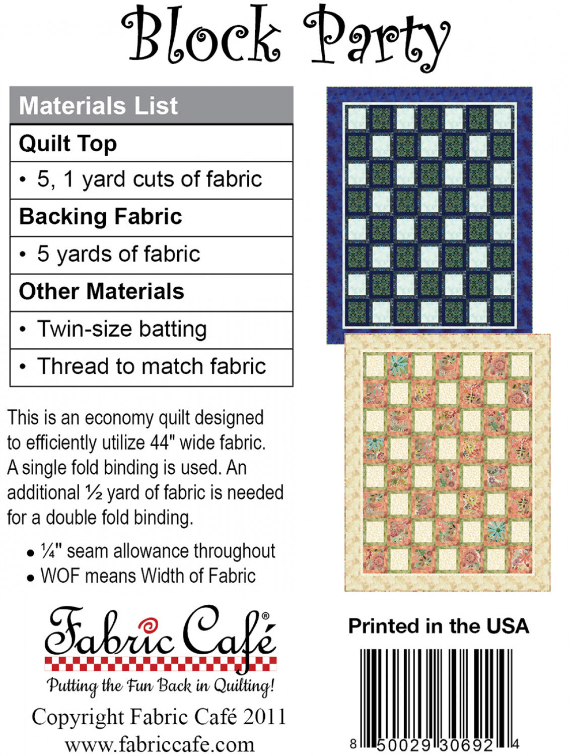 Block Party 5-Yard Quilt Pattern