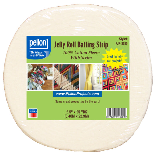 Pellon® Natural Cotton Batting With Scrim 2.5" x 25 yards Jelly Roll Size Package.