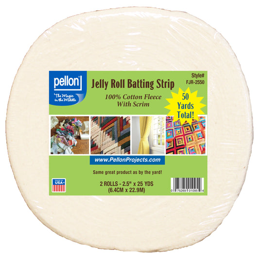 Pellon® Natural Cotton Batting With Scrim 2.5" x 50 yards Jelly Roll Size Package.