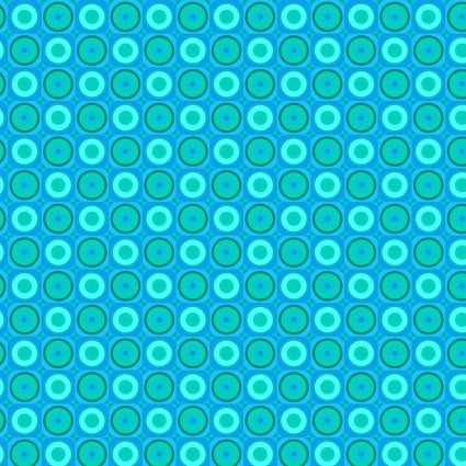 Flock Together Circle Square Aqua Cotton 44"/45" Fabric Per Yard