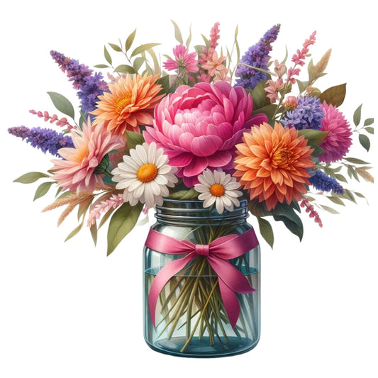 Flowers in a Jar Fabric Panel 12