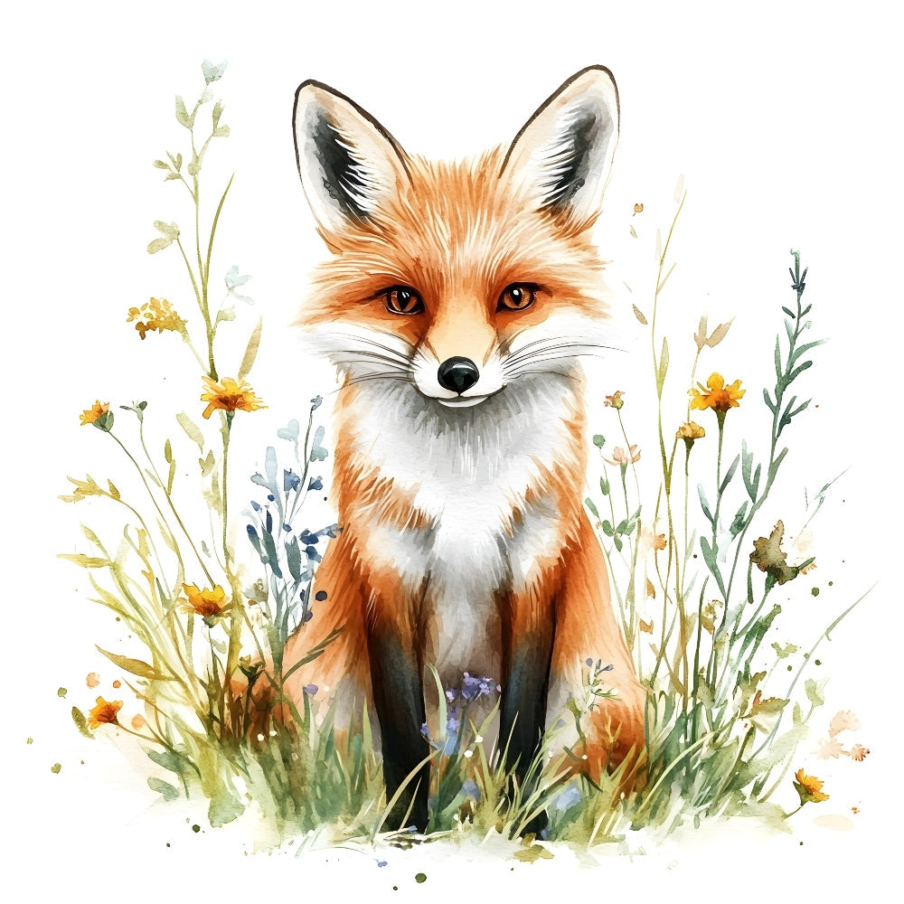 Foxes in Wildflowers Fabric Panel 4