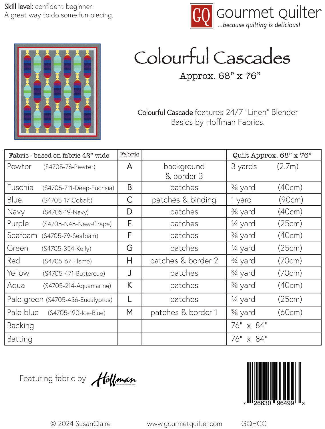 Colourful Cascades Quilt Pattern