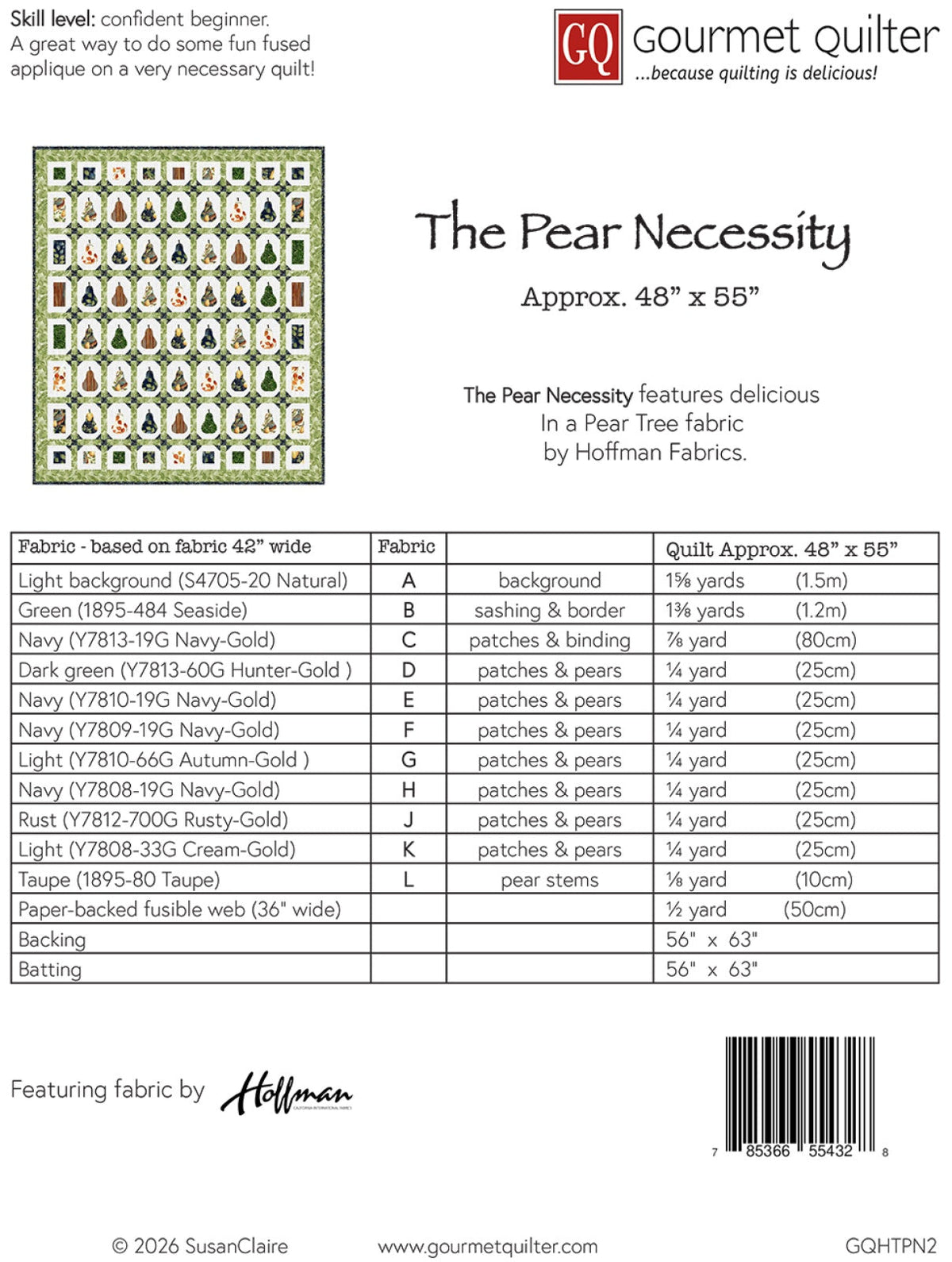 The Pear Necessity Quilt Pattern