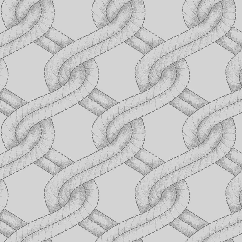 Grey Twisted Rope Stitched Braid Cotton Wideback Fabric Per Yard