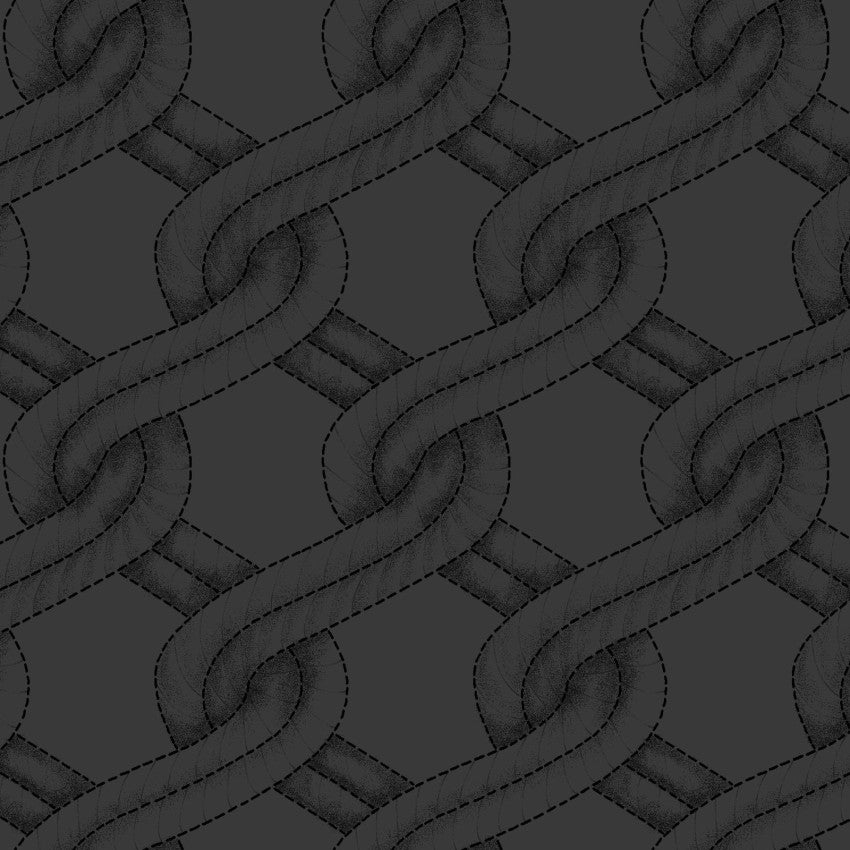 Charcoal/Black Twisted Rope Stitched Braid Cotton Wideback Fabric Per Yard