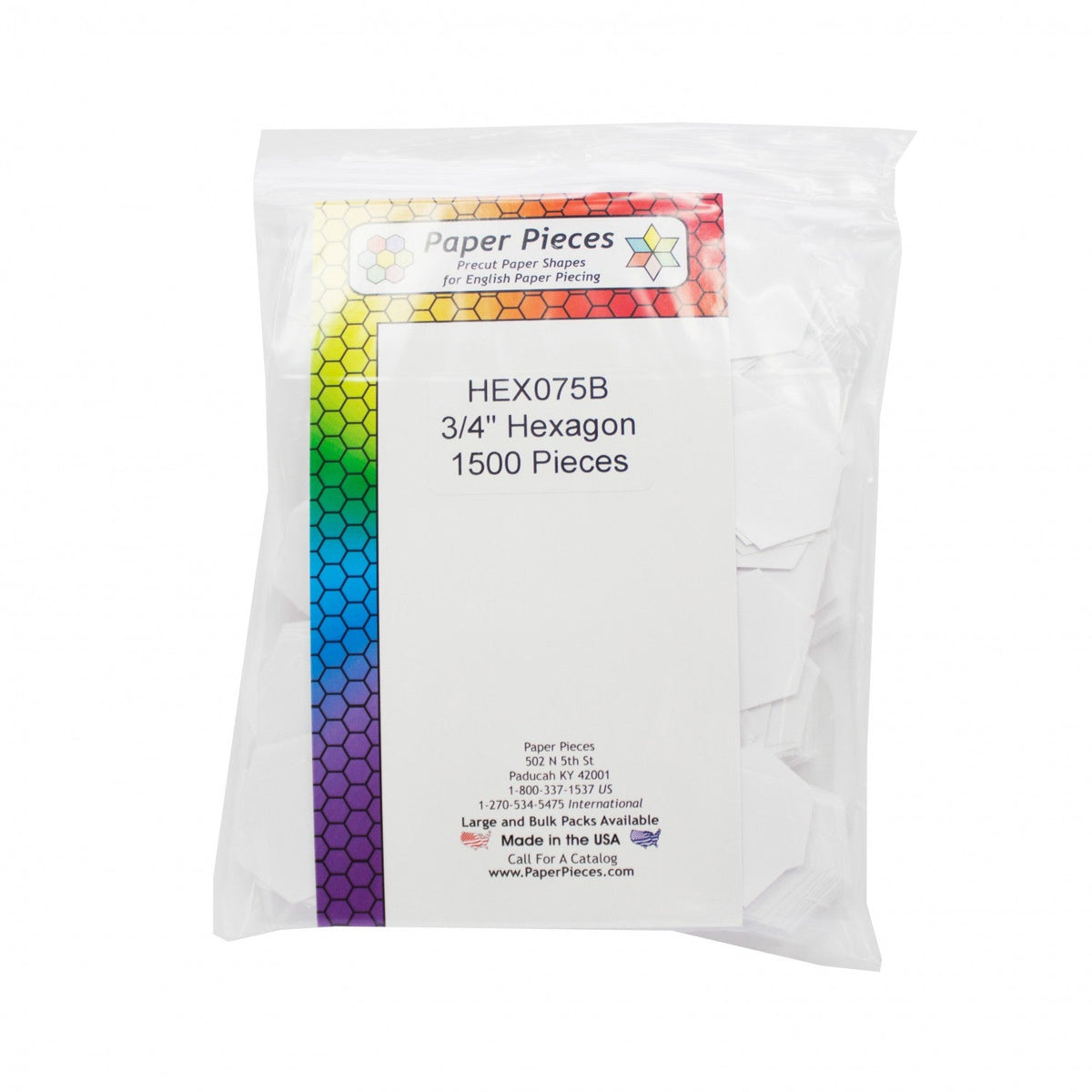 Paper Piece Hexagon Pack 3/4in 1500pc
