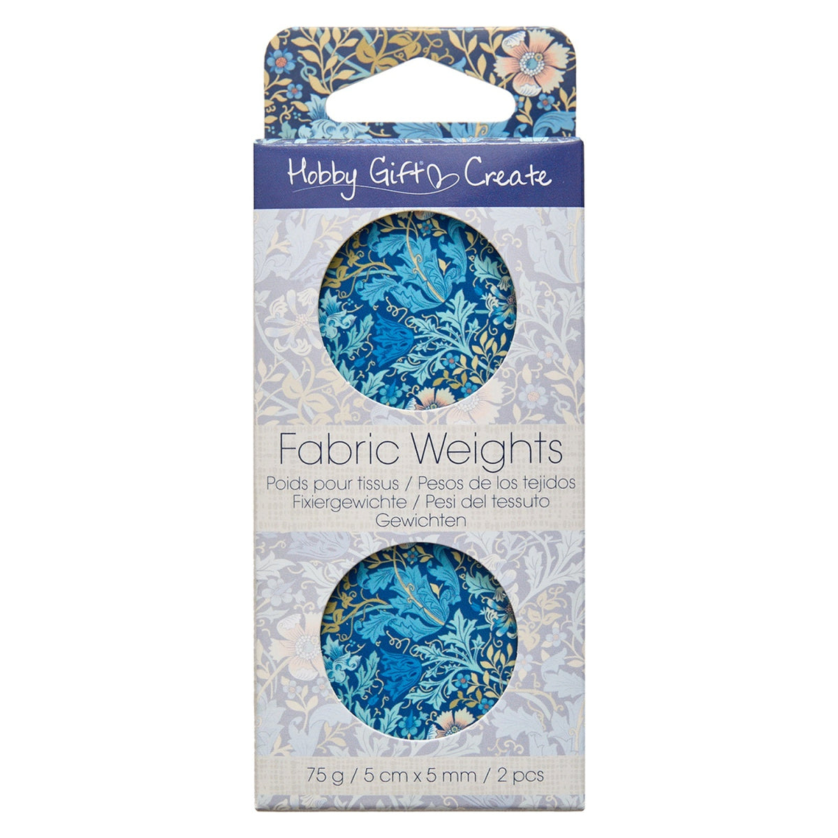 Iron Fabric Weights Blue Floral 2ct
