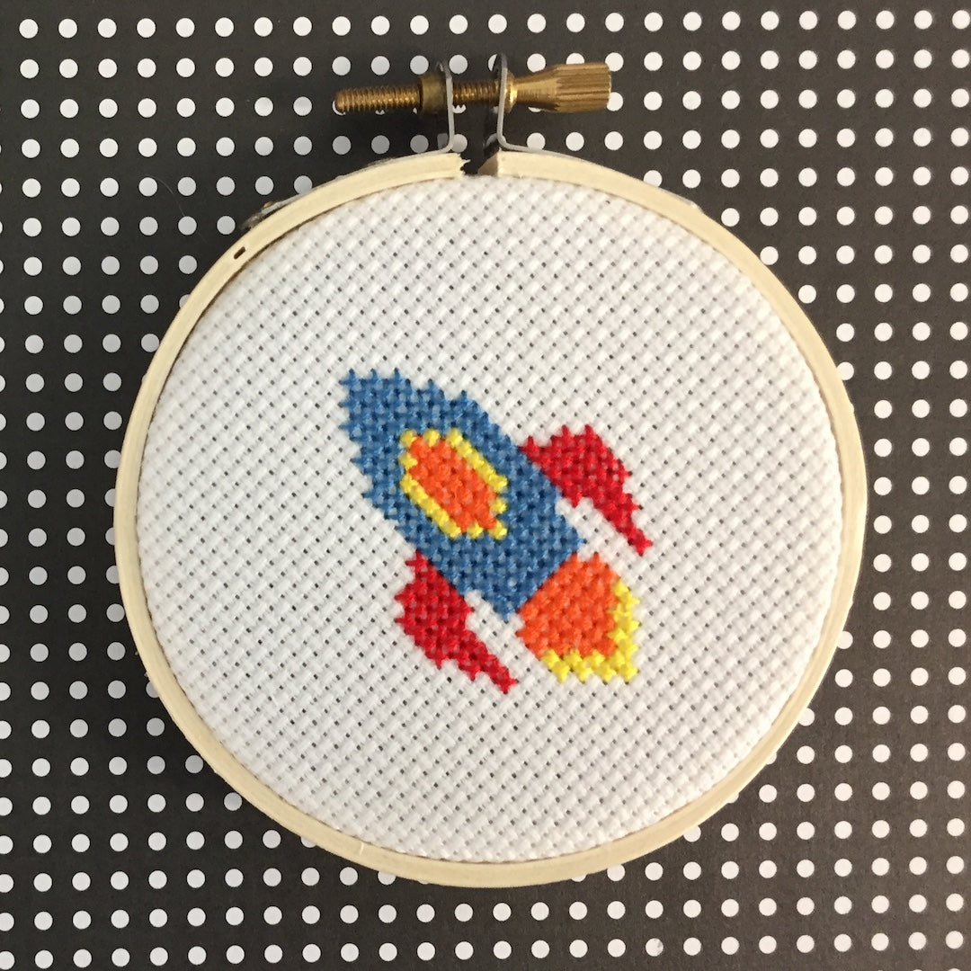Rocket Ship Counted Cross Stitch DIY Kit