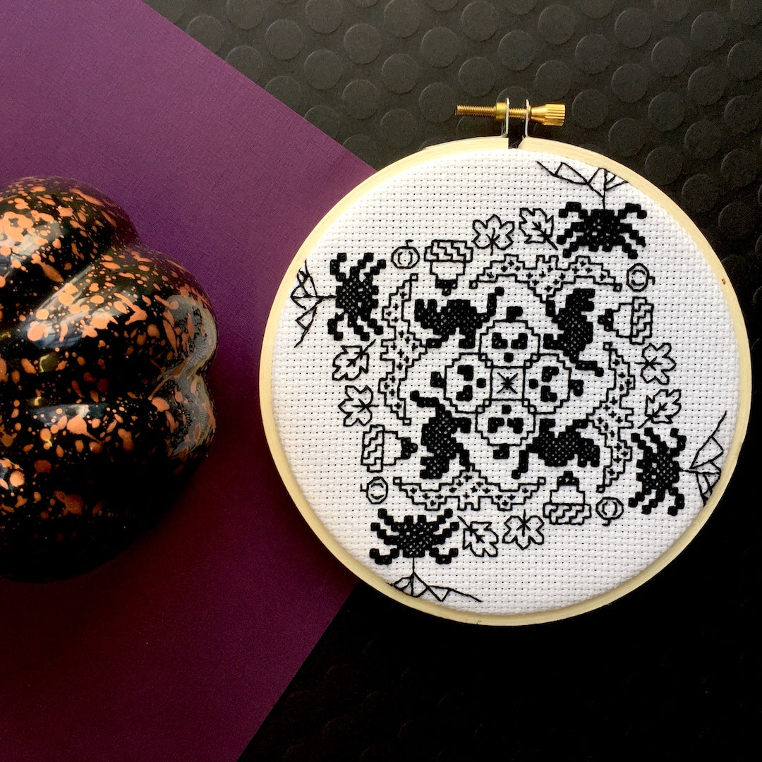 Blackwork Halloween Counted Cross Stitch DIY KIT