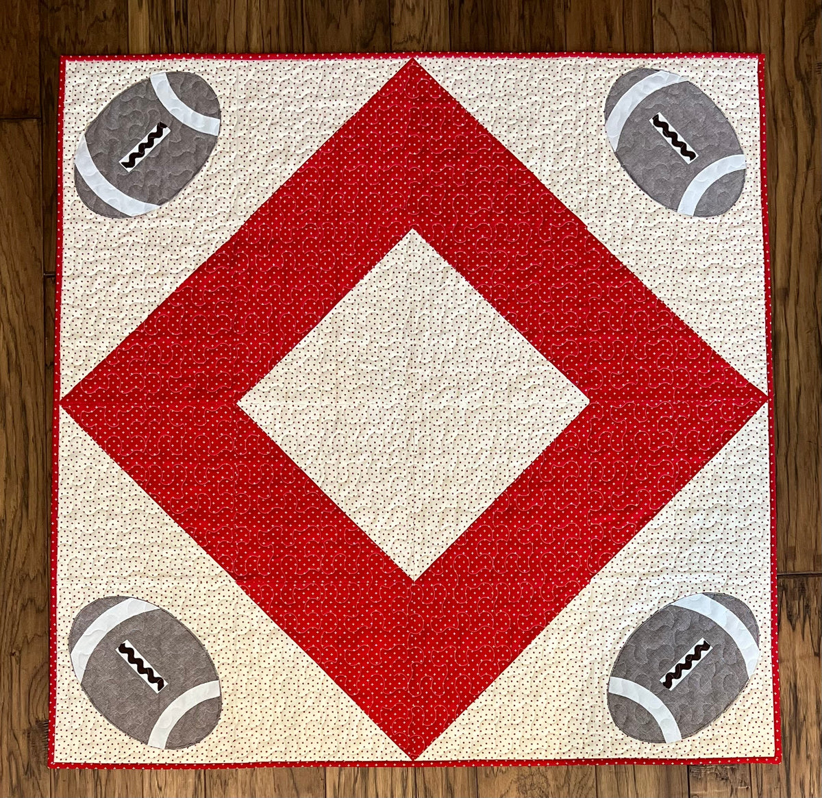 Football Table Topper or Lap Quilt Pattern - Paper Print Version