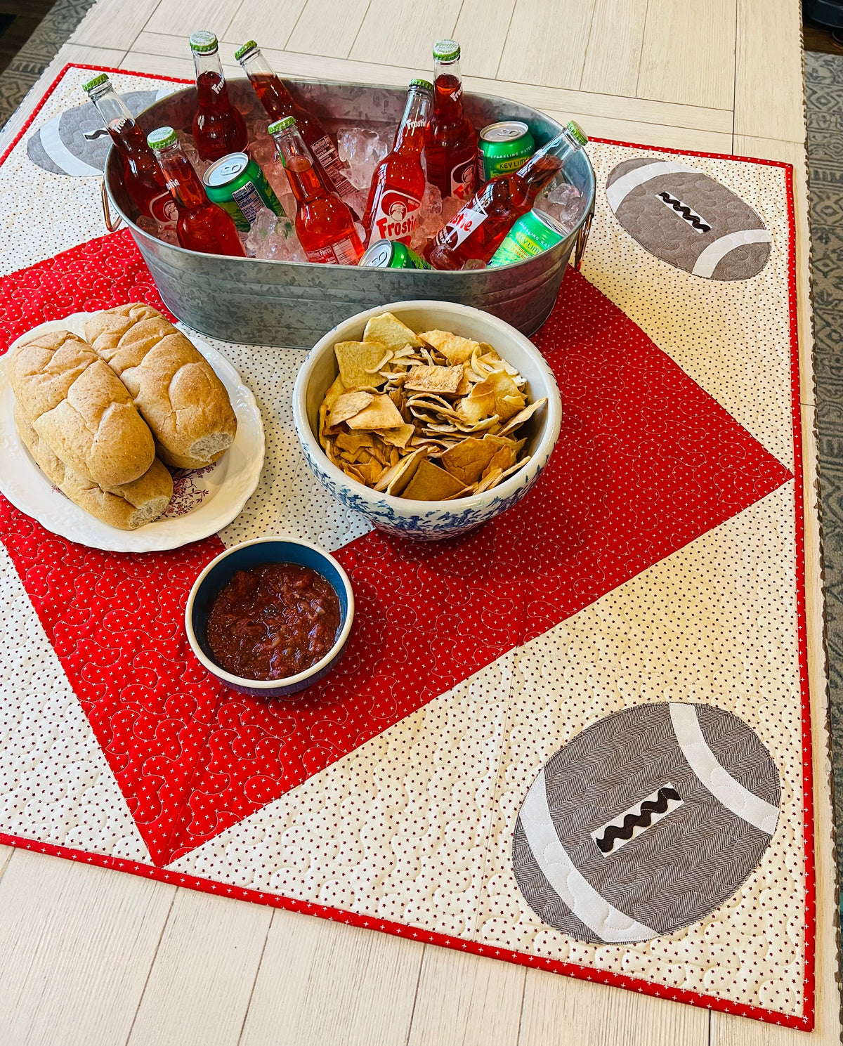 Football Table Topper or Lap Quilt Pattern - Paper Print Version