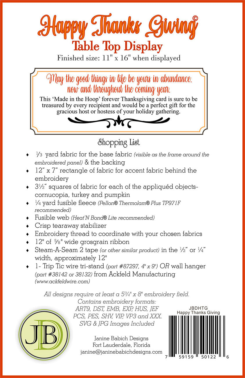 Happy Thanks Giving Table Top Display Pattern