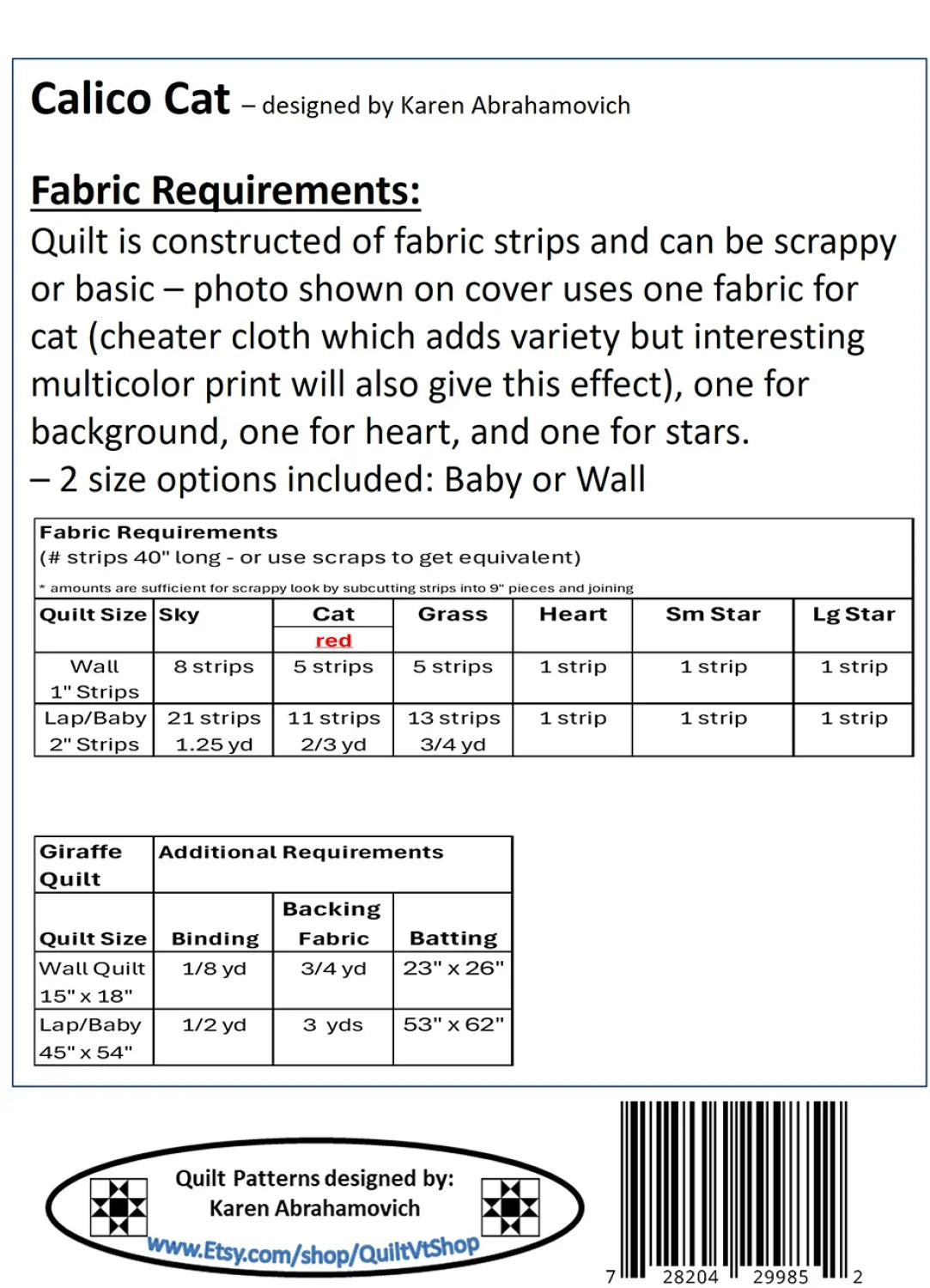Calico Cat Quilt Pattern