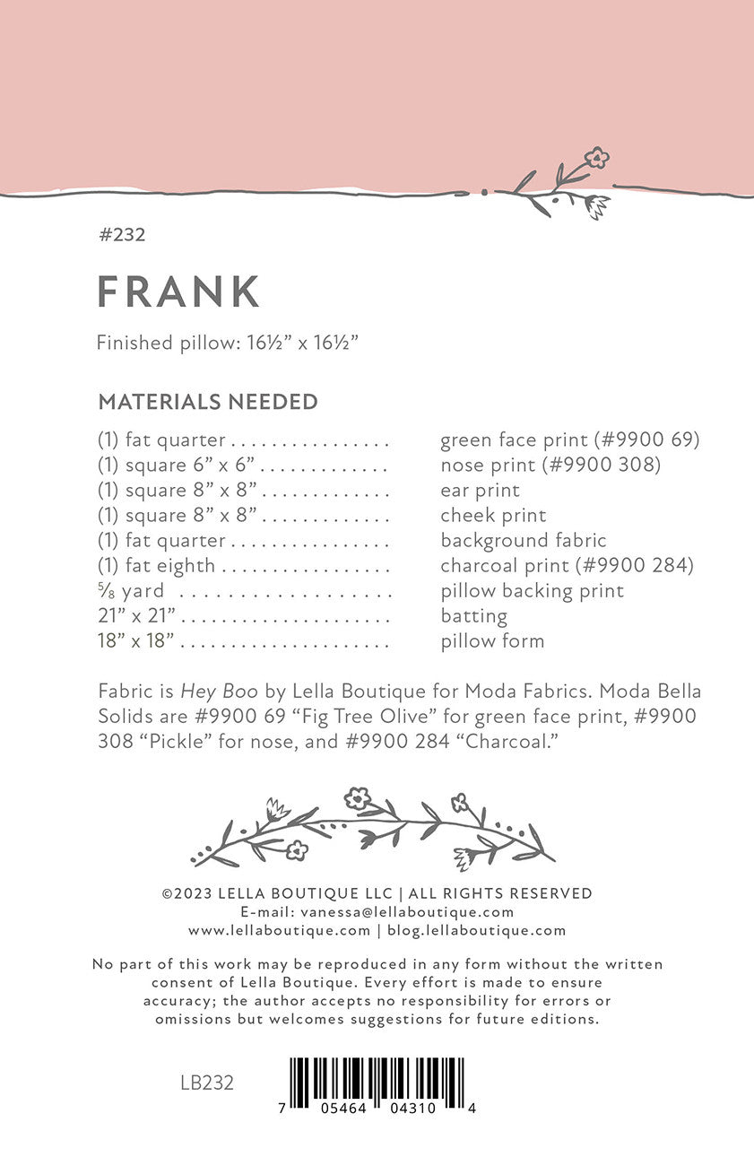Frank Pillow Pattern