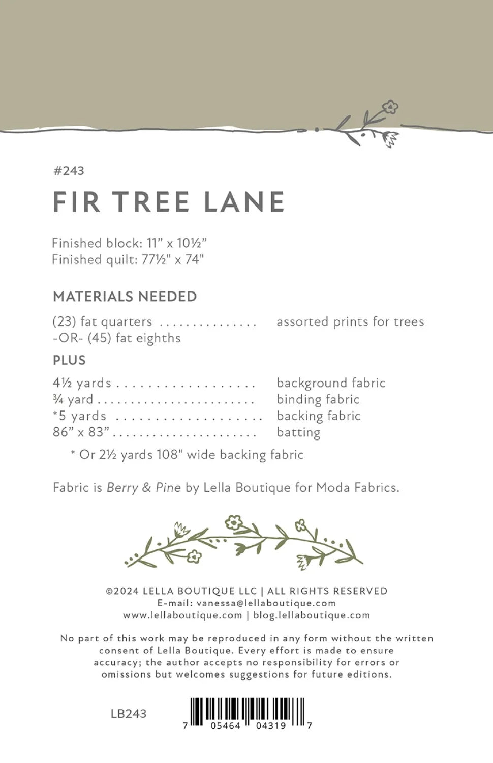 Fir Tree Lane Quilt Pattern