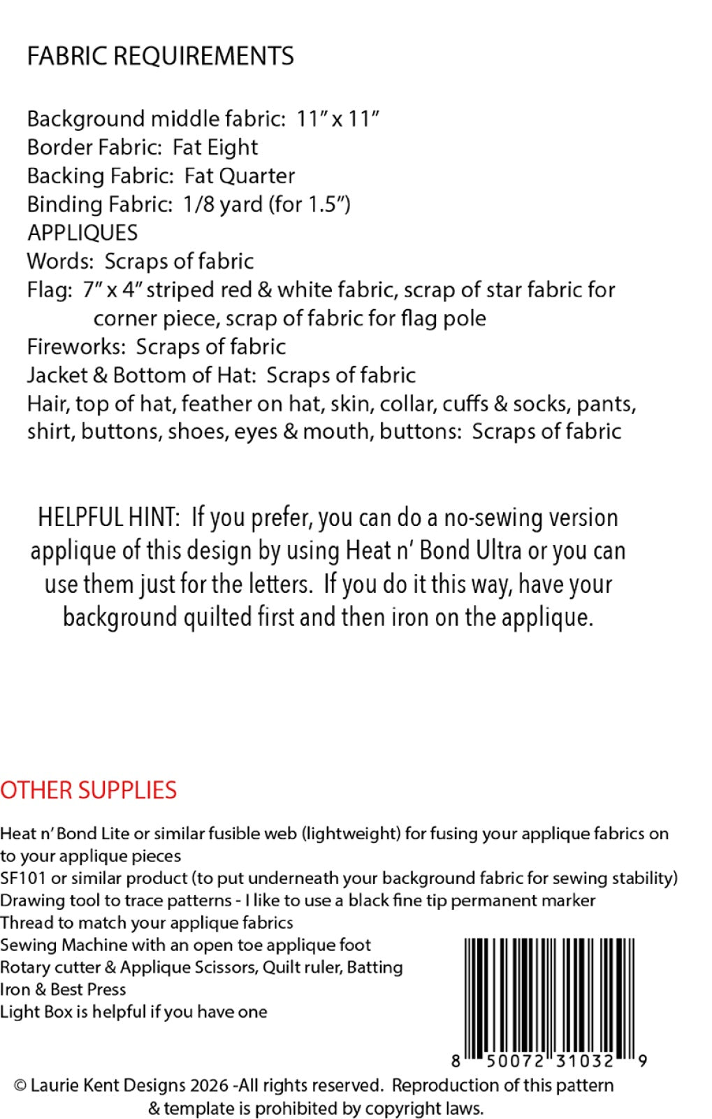 Happy 4th! Sewing Applique Pattern Quilt Pattern