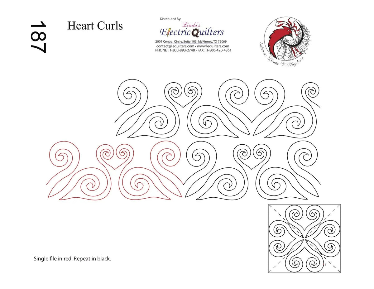 187 Heart Swirls Pantograph with Blocks by Linda V. Taylor