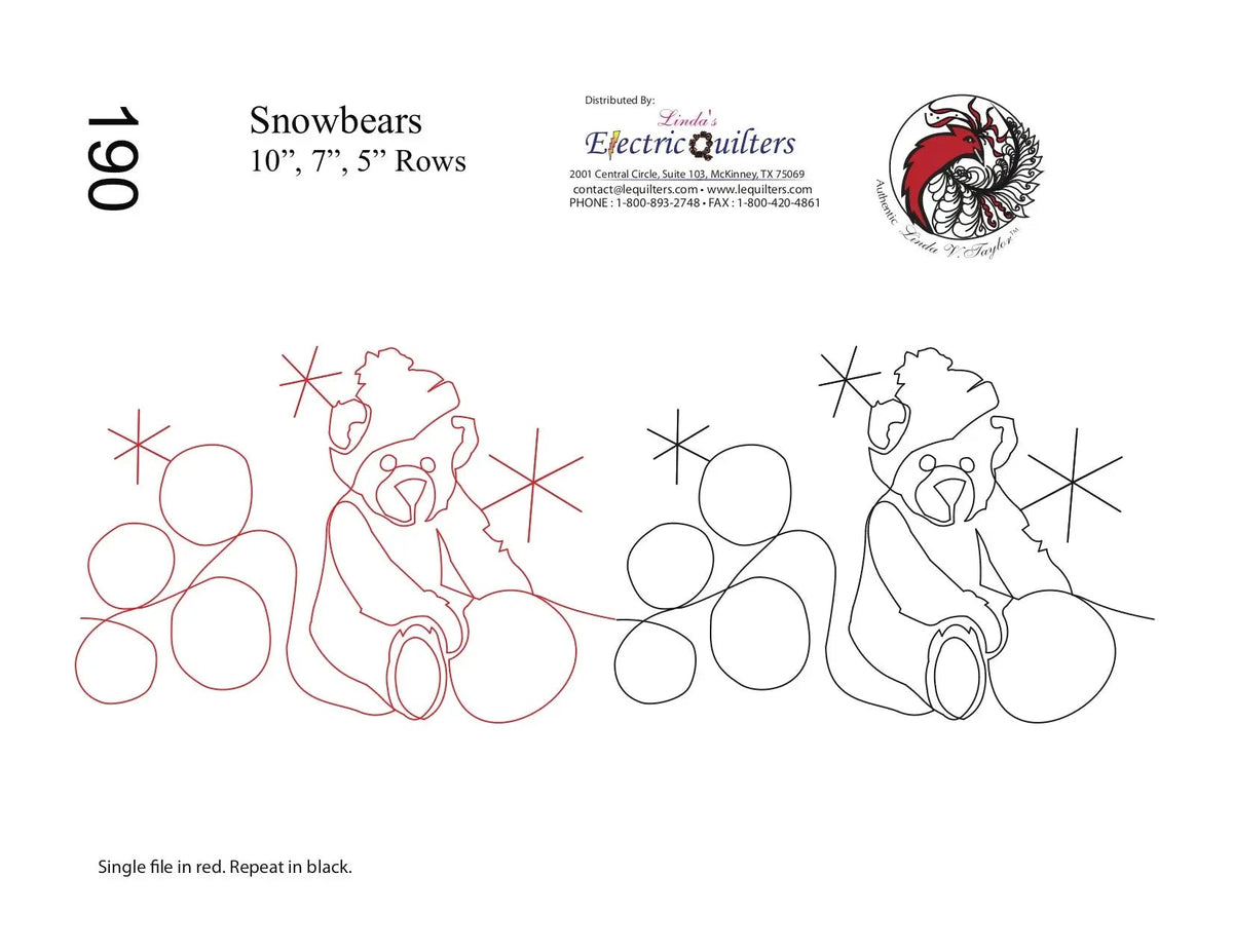 190 Snow Bears Pantograph with Blocks by Linda V. Taylor