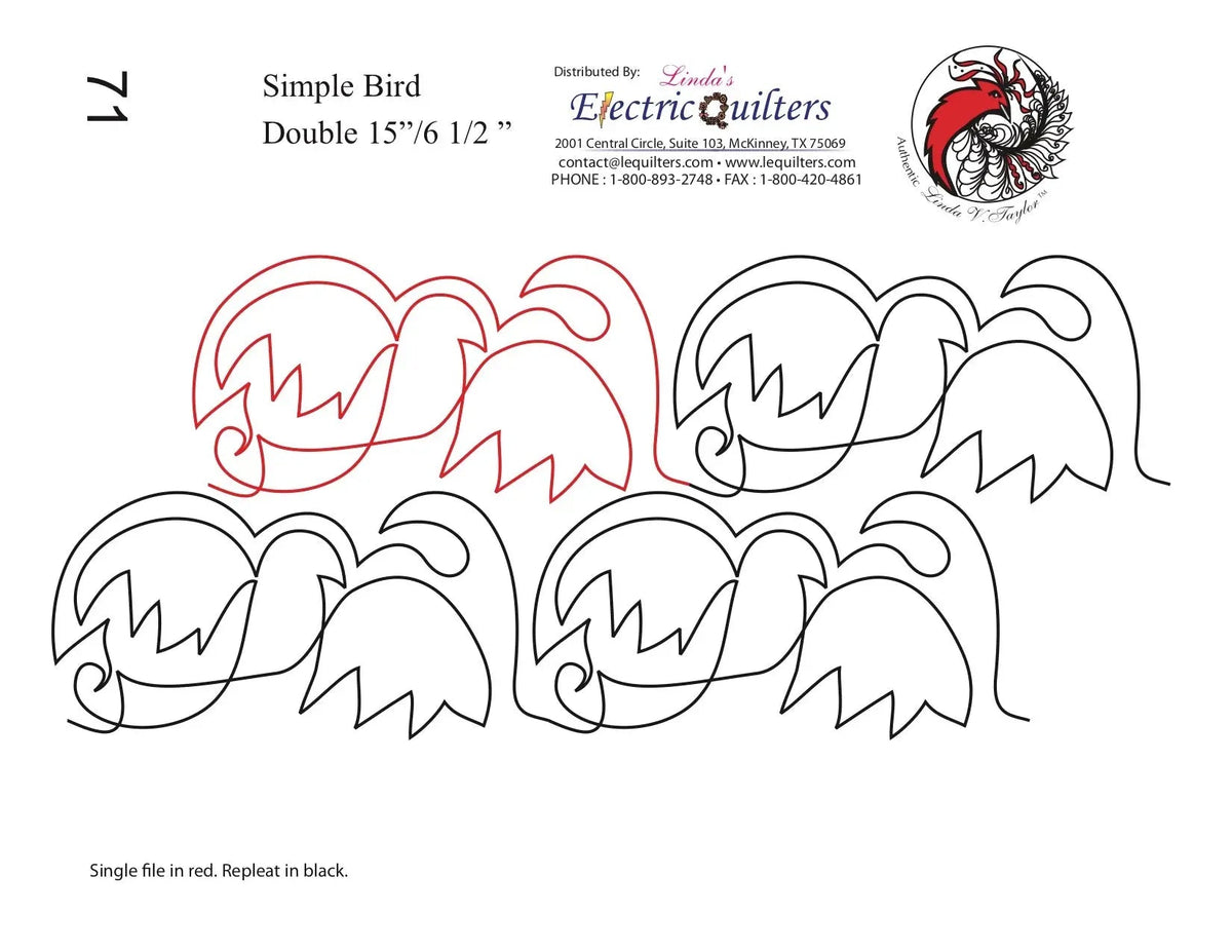 071 Simple Bird Pantograph by Linda V. Taylor – Quilt Batting