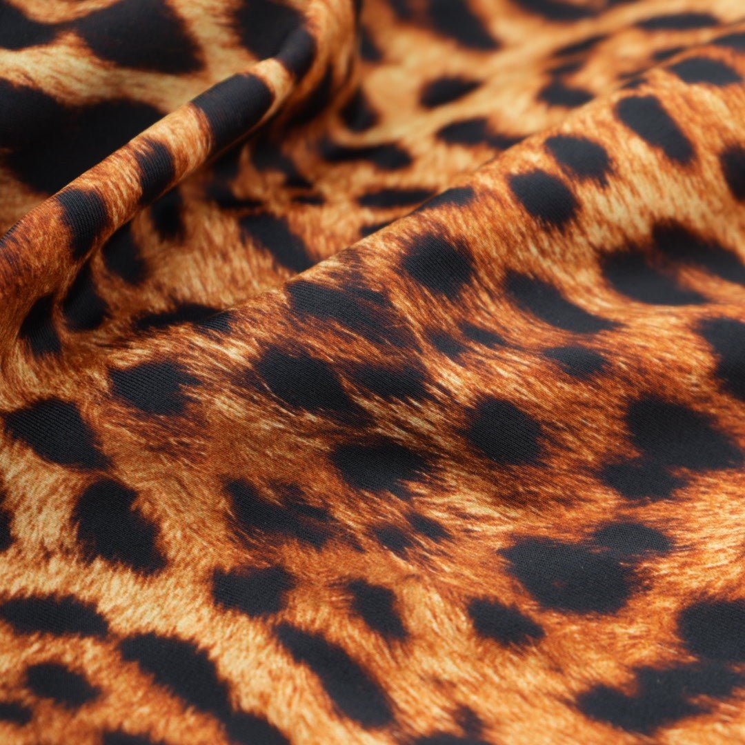 Leopard Spotted Safari Printed Spandex Fabric | Blue Moon Fabrics