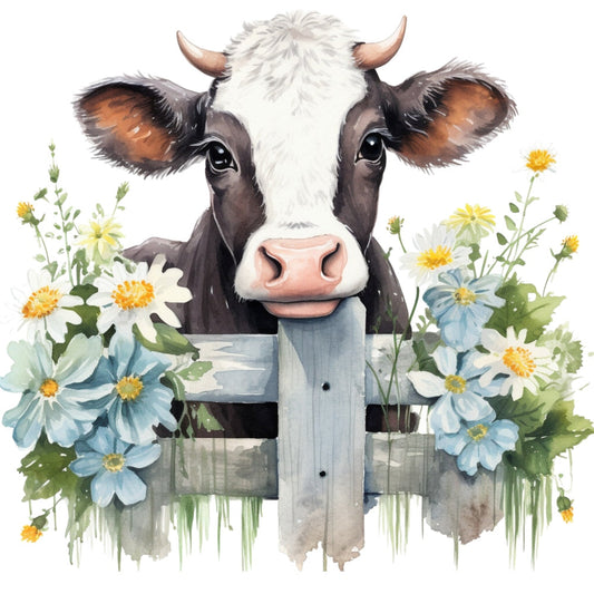 Light Blue Farm Animals Fabric Panel 11
