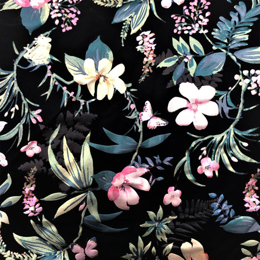 Lotus Foil Printed Spandex Fabric | Blue Moon Fabrics