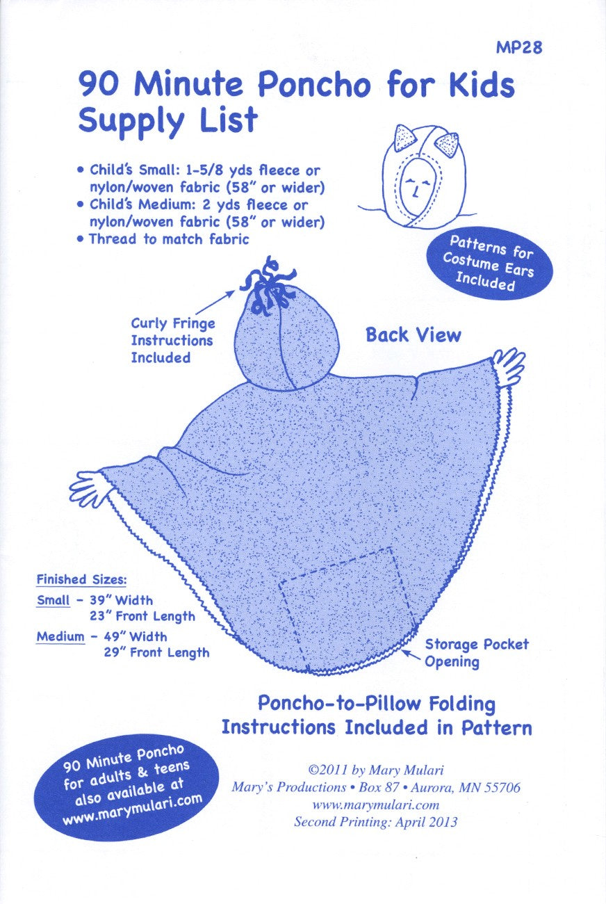 90 Minute Poncho for Kids Pattern