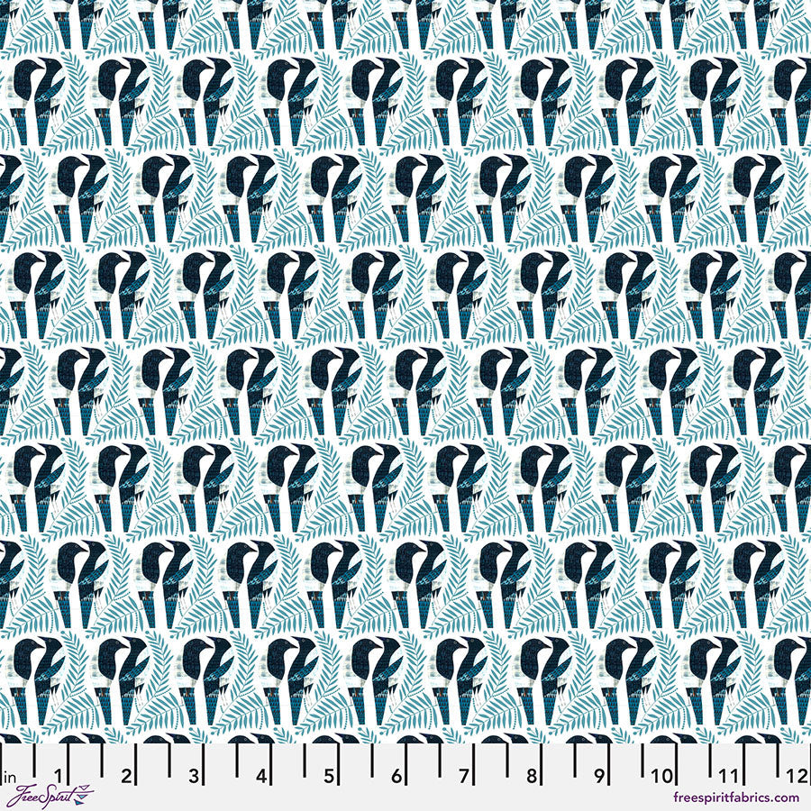 Magpies Teal Cotton 44"/45" Fabric Per Yard