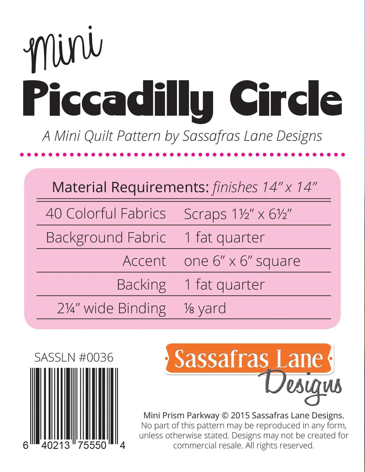 Mini Piccadilly Circle Quilt Pattern