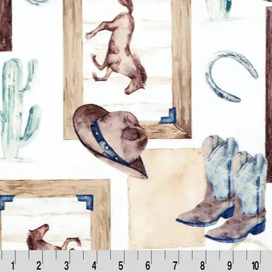 Multi Natural Old West Digital Cuddle Fabric per yard