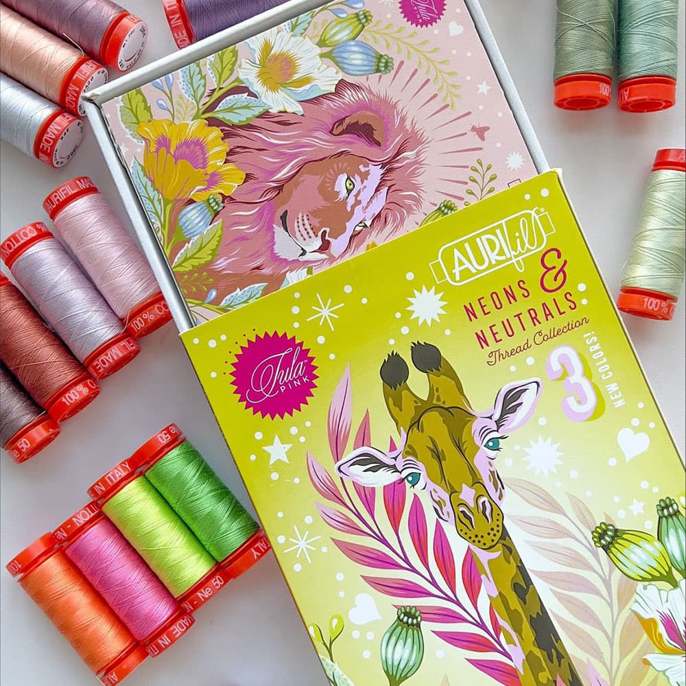 Tula Pink Aurifil Neons & Neutrals 20 Spool Thread Kit