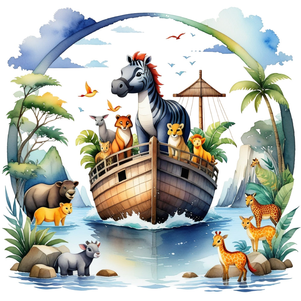 Noah's Ark Round Fabric Panel 3