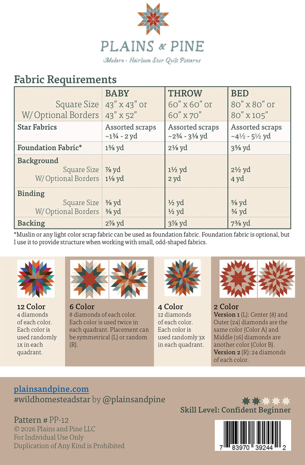 Wild Homestead Star Quilt Pattern