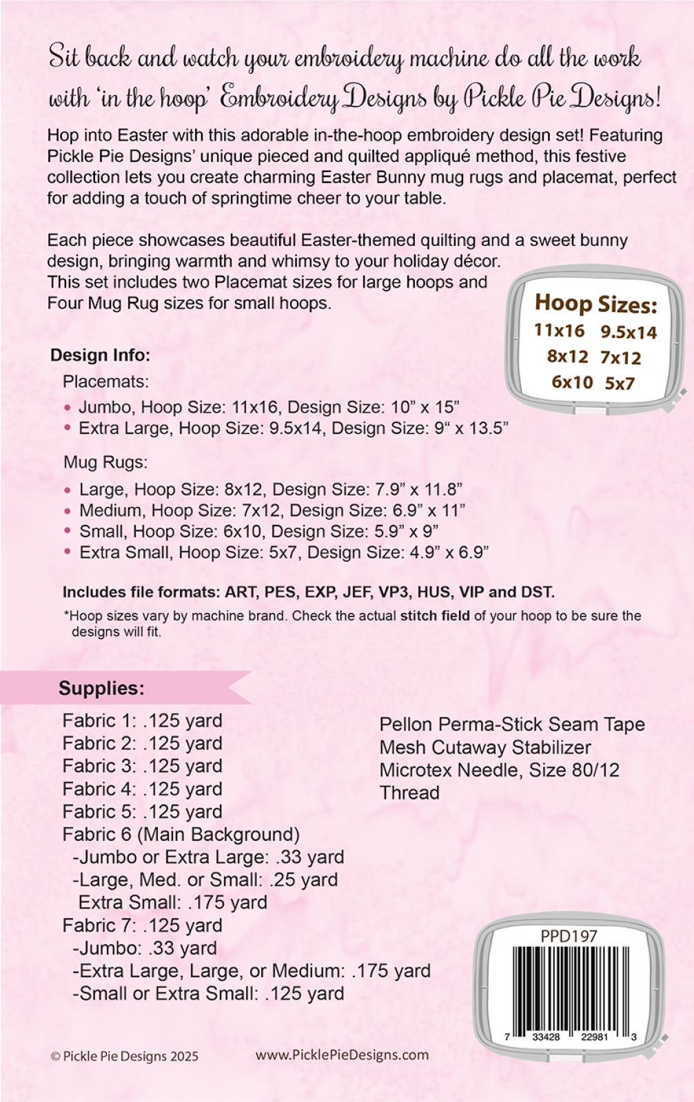Easter Bunny Mug Rugs & Placemats Pattern