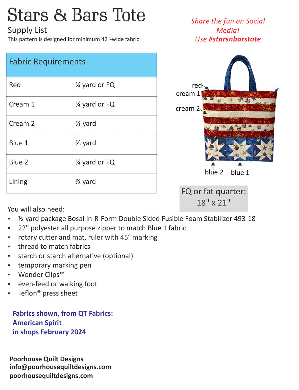 Stars and Bars Tote Pattern