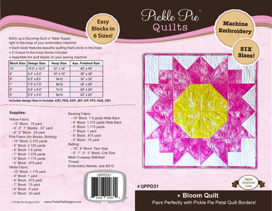 Bloom Quilt In the Hoop Machine Embroidery Design Set