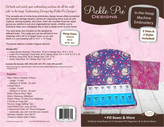 Pill Boxes and More In the Hoop Machine Embroidery Designs