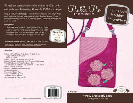 Posy Crossbody Bags In the Hoop Machine Embroidery Design Set