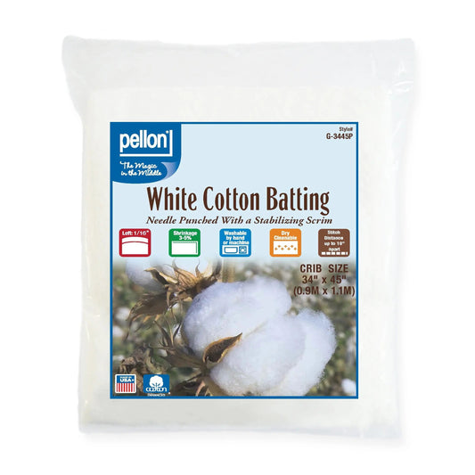 Pellon® White Cotton Batting With Scrim  34" x 45" Craft Size Package.