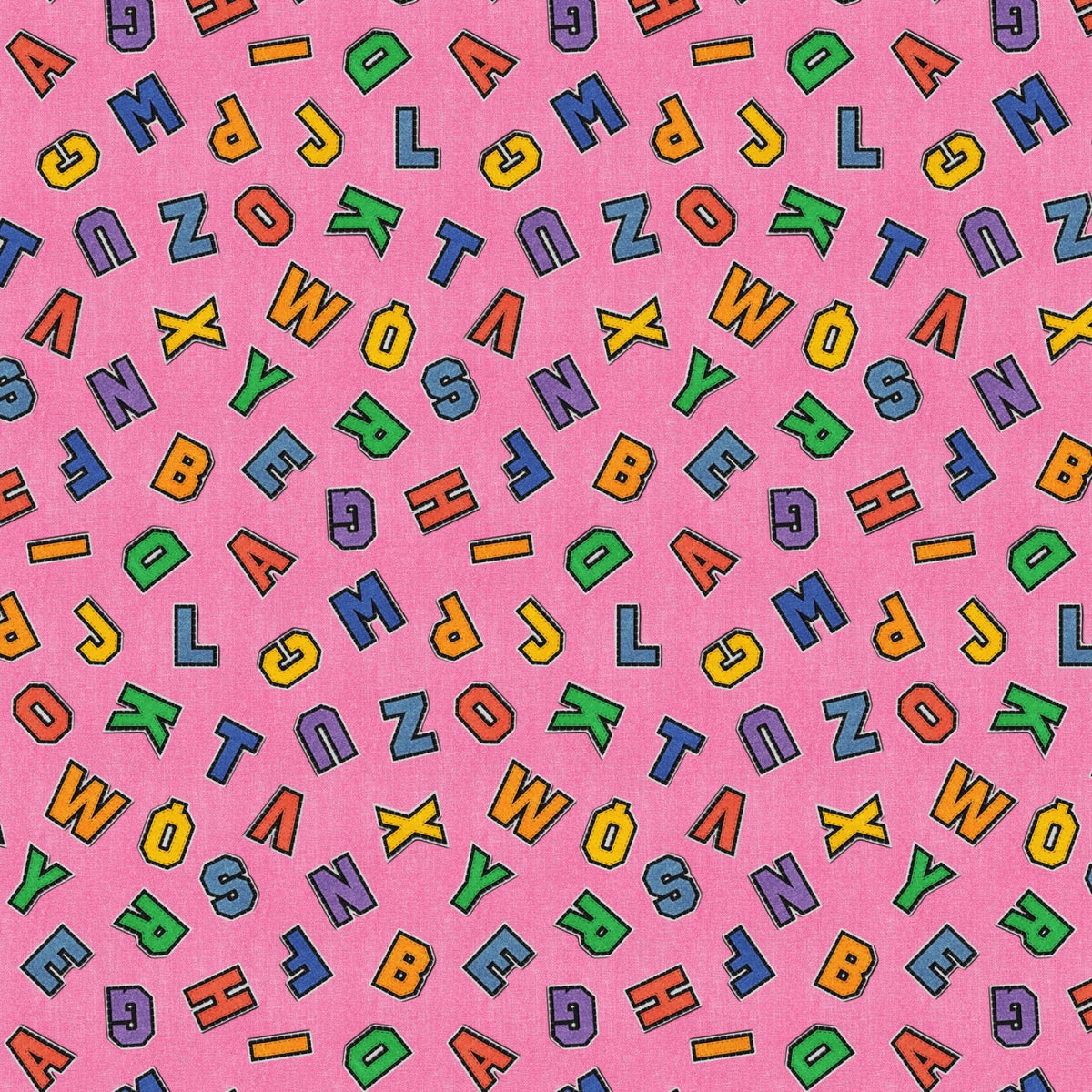 Pink Patch Perfect Alphabet Toss Cotton 43"/44" Fabric Per Yard