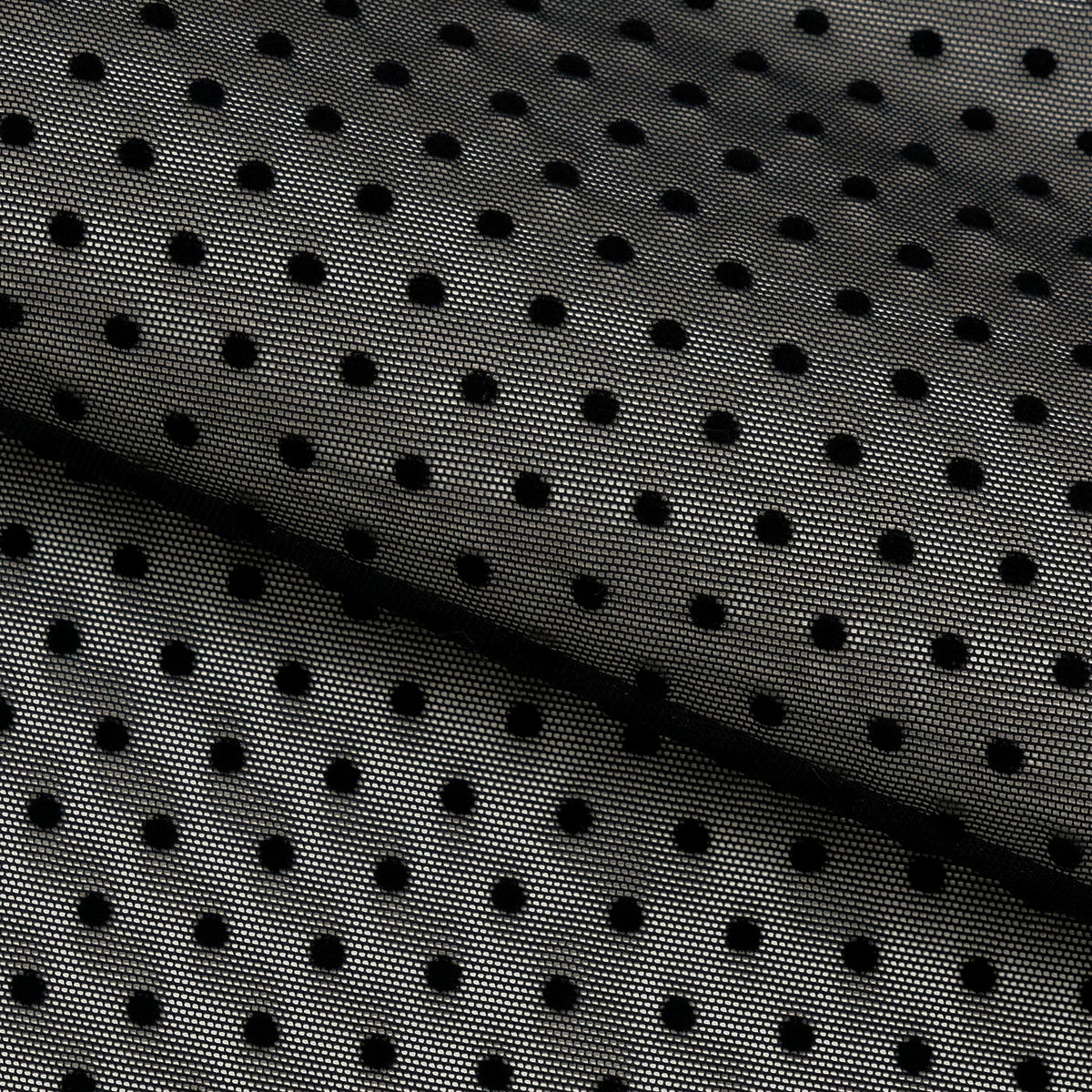 Polka Dot Flocked Stretch Mesh Fabric | Blue Moon Fabrics