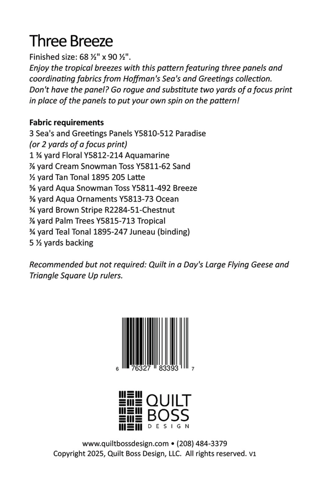 Three Breeze Quilt Pattern
