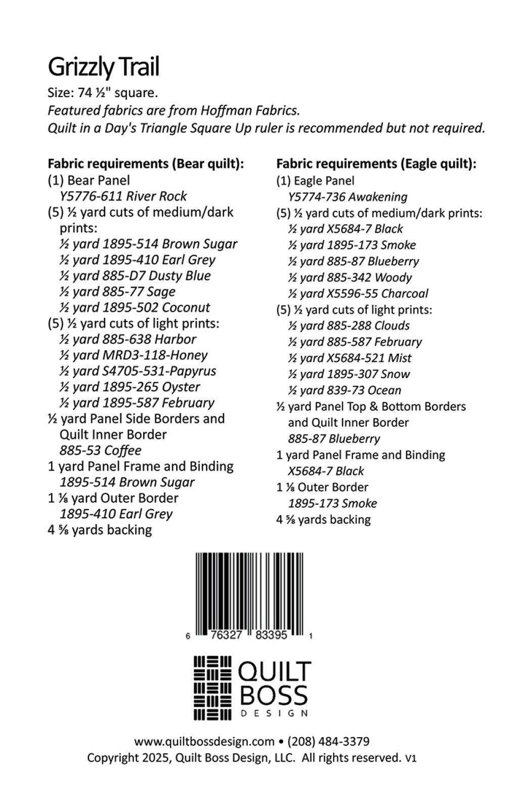 Grizzly Trail Quilt Pattern