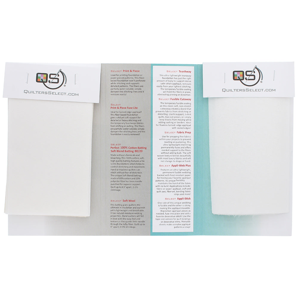 Quilters Select, Batting and Stabilizer Sample Pack